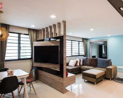 Kệ tivi treo tường bằng gỗ cho phòng khách hiện đại